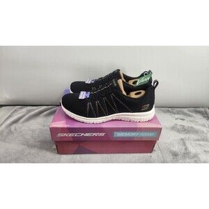 Skechers Women's Black Rose Gold 8.5 Virtue She Sparkles Athletic Shoes NWB